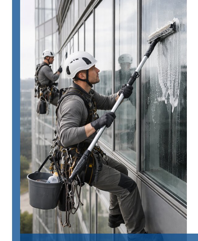 Высотная мойка сплошного остекления с выездом в Тюмени