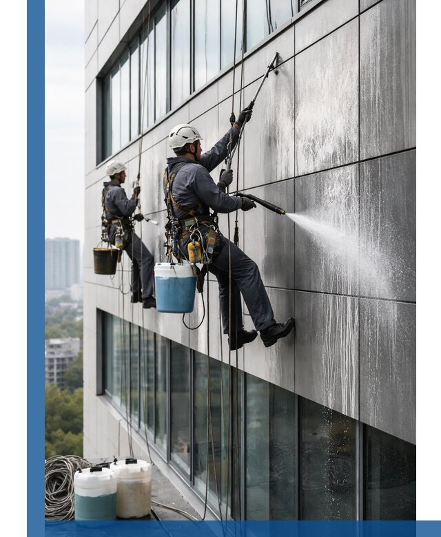 Профессиональная мойка вентилируемых фасадов в Тюмени