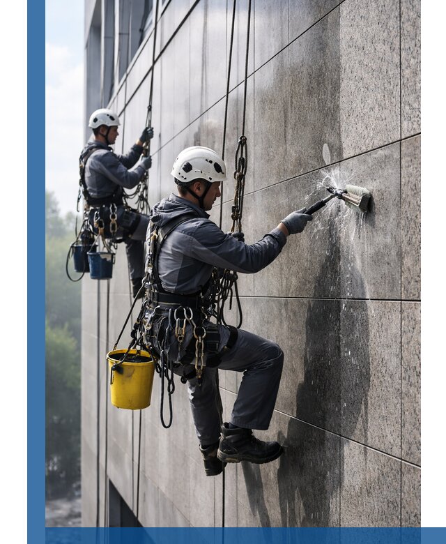 Профессиональная мойка фасада из керамогранита в Тюмени