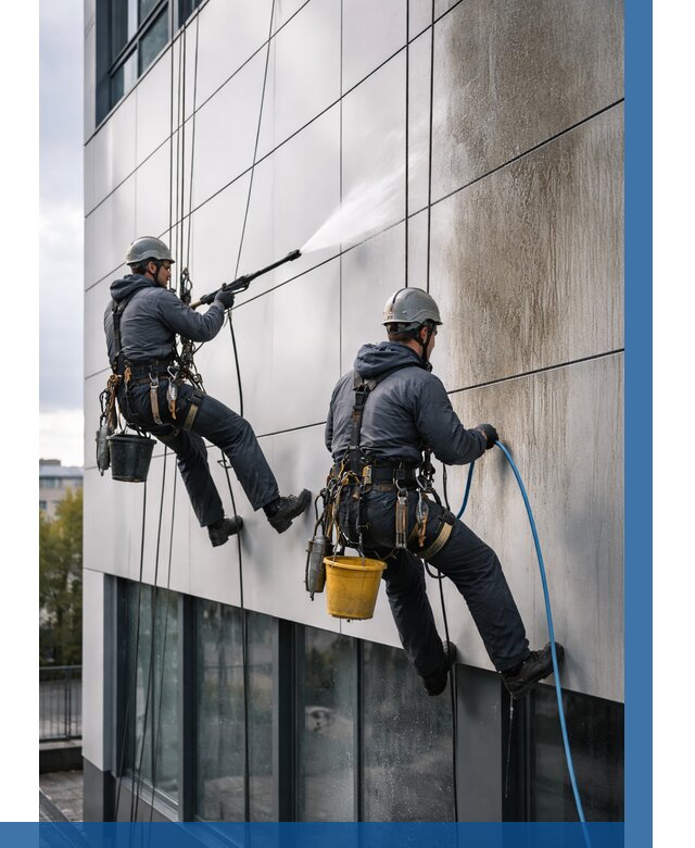 Мойка фасада из композита в Тюмени по цене от 306 р. | ВЫСОТНИК-Тюм