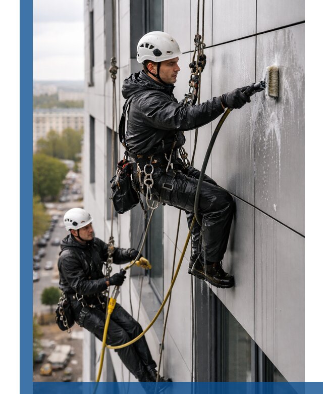Профессиональная мойка фасада из композита в Тюмени