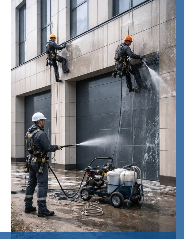 Послестроительная мойка фасада в Тюмени от 306 р. | ВЫСОТНИК-Тюм