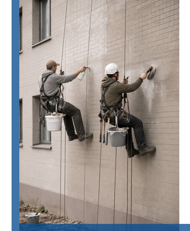 Удаление высолов с фасада зданий в Тюмени без повреждений и следов