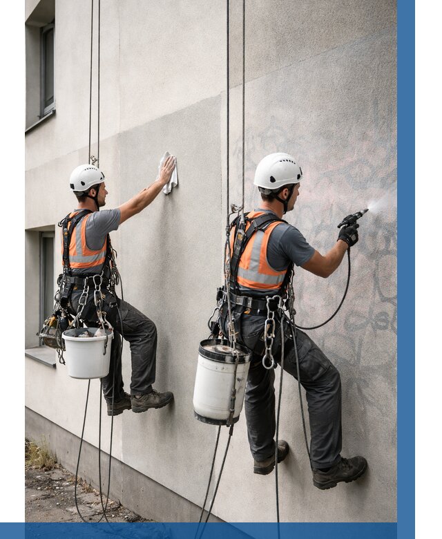 Антиграффити покрытие фасада в Тюмени от 612 р. | ВЫСОТНИК-Тюм