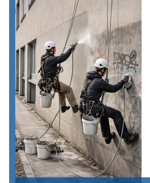 Антиграффити покрытие фасада с защитой от надписей в Тюмени