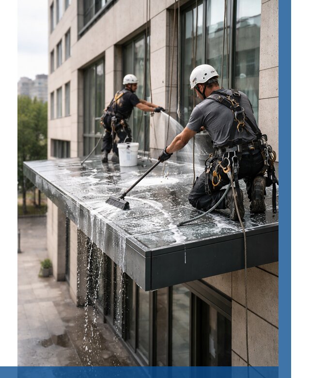 Мойка козырьков и навесов в Тюмени от 3572 р. | ВЫСОТНИК-Тюм