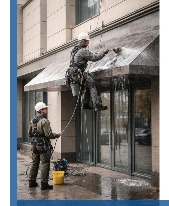 Профессиональная мойка козырьков и навесов в Тюмени