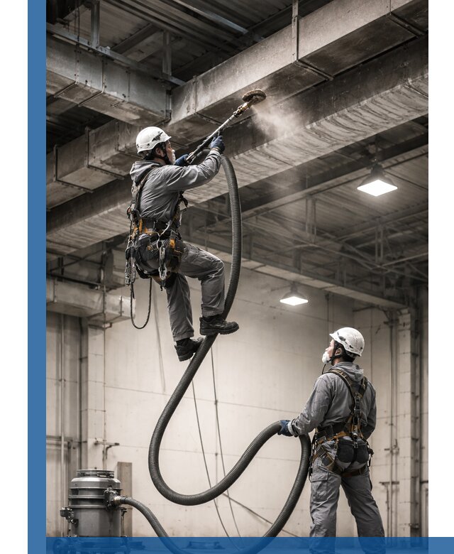 Обеспыливание потолочных конструкций в Тюмени промышленным альпинизмом