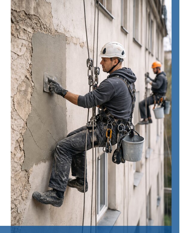 Восстановление штукатурки фасада в Тюмени от 1225 р. | ВЫСОТНИК-Тюм