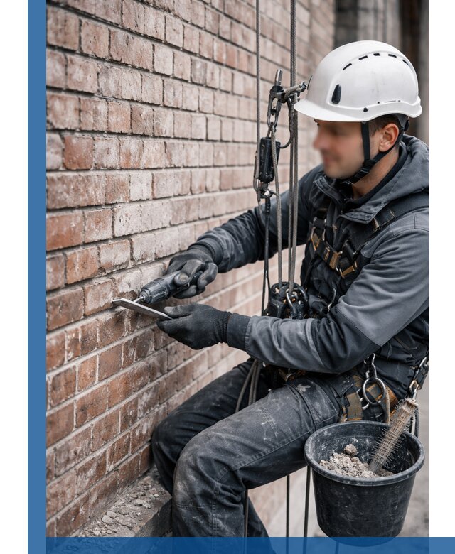 Расшивка кирпичных швов фасадов и стен, ремонт в Тюмени