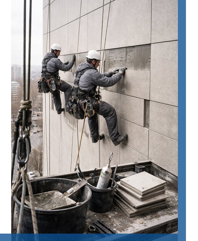 Ремонт фасада из керамогранита в Тюмени от 2552 р. | ВЫСОТНИК-Тюм