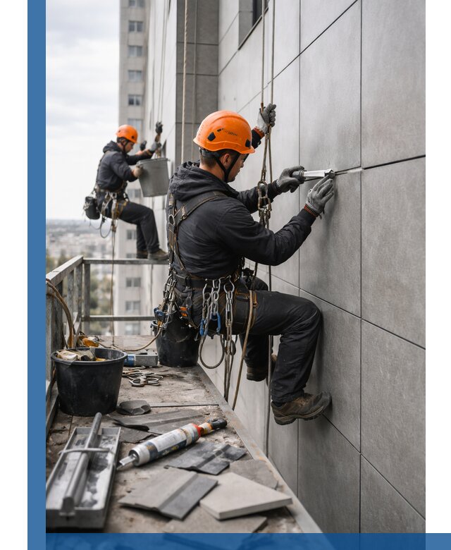 Профессиональный ремонт фасада из керамогранита в Тюмени