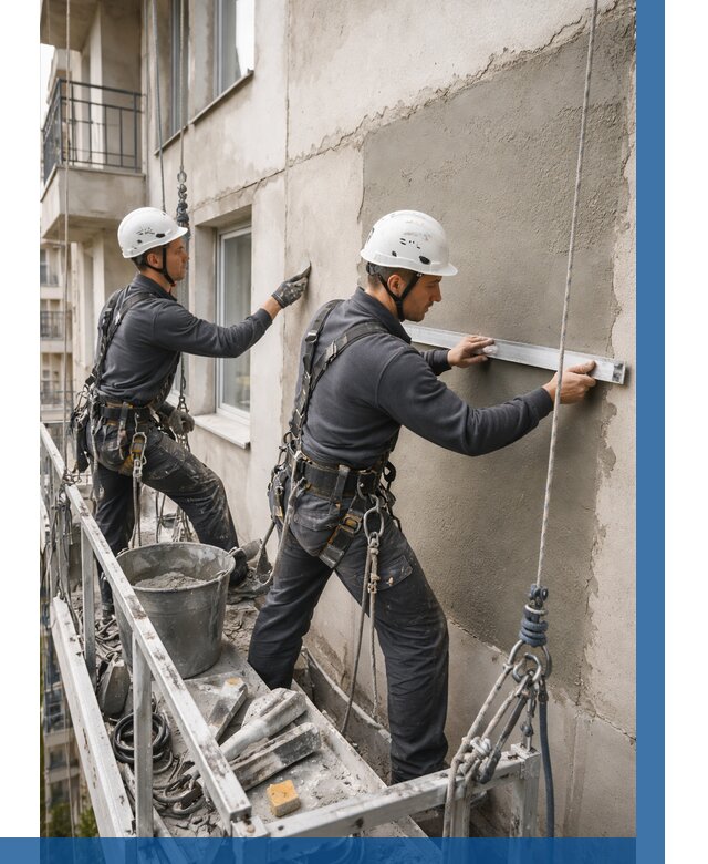 Штукатурка фасада на высоте в Тюмени от 919 р. | ВЫСОТНИК-Тюм