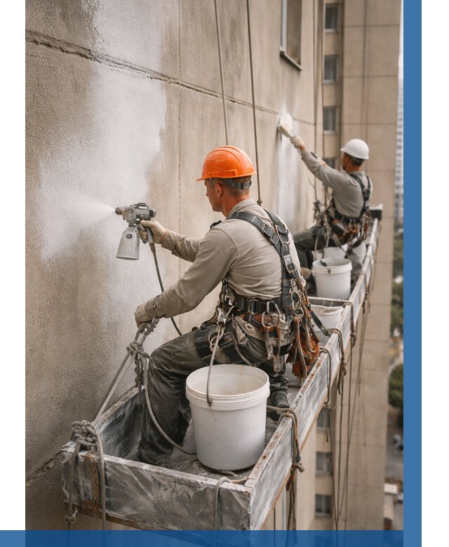 Грунтовка фасада на высоте в Тюмени от 122 р. | ВЫСОТНИК-Тюм