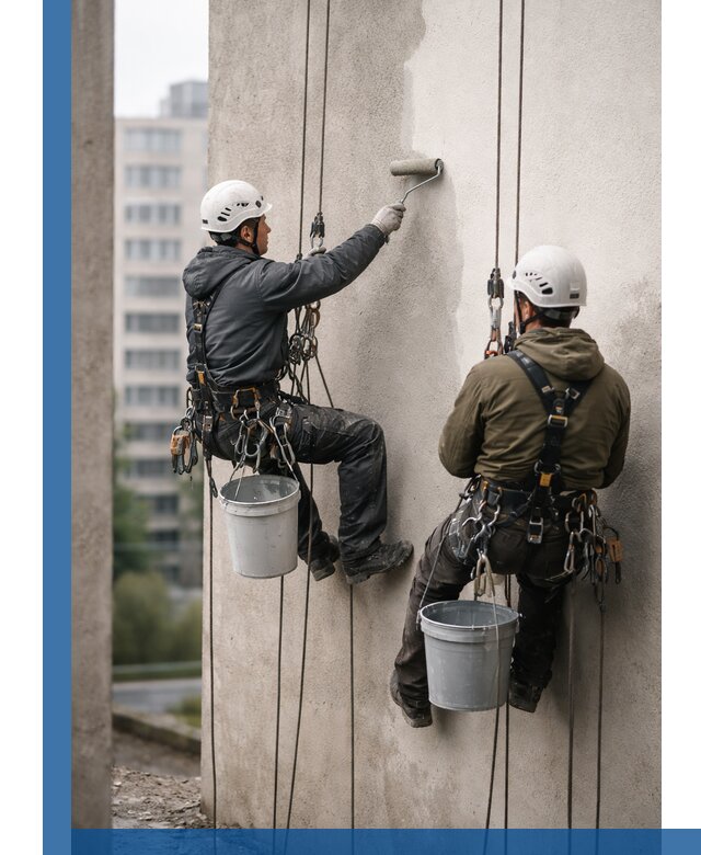 Покраска фасадов высотными альпинистами в Тюмени с гарантией