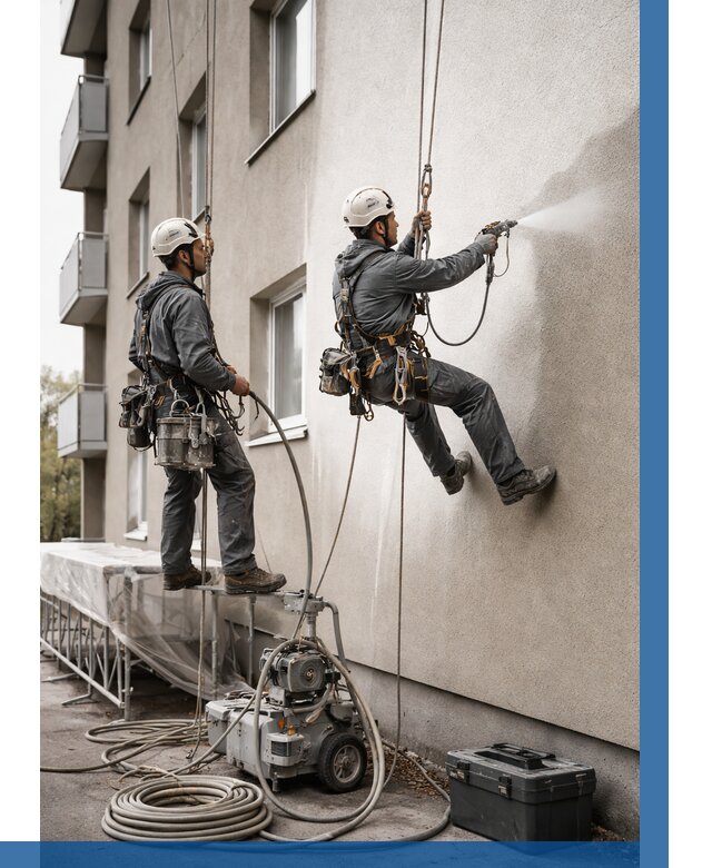 Безвоздушная покраска фасада в Тюмени от 225 р/м² | ВЫСОТНИК-Тюм