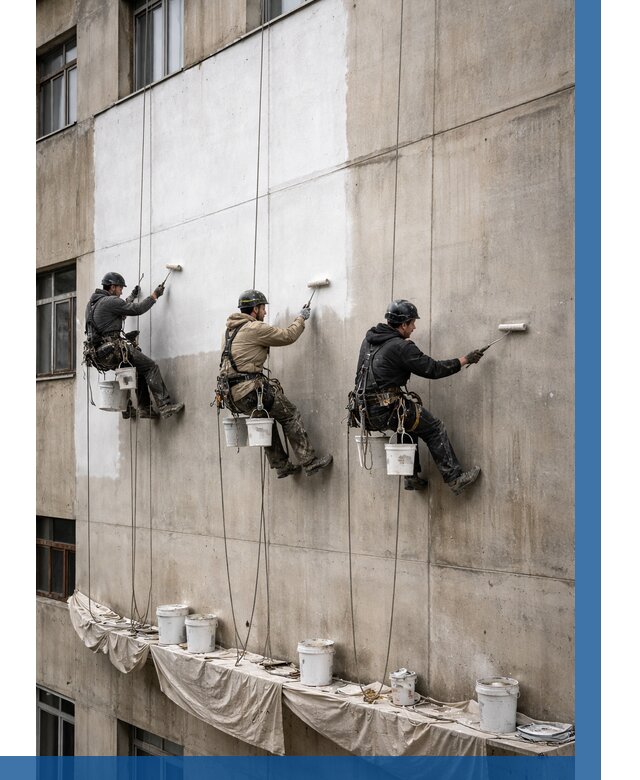 Покраска бетонного фасада в Тюмени от 357 р за м2 | ВЫСОТНИК-Тюм