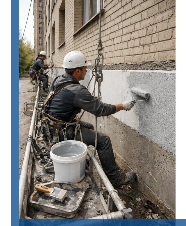 Окраска цоколя здания в Тюмени профессионально и надежно
