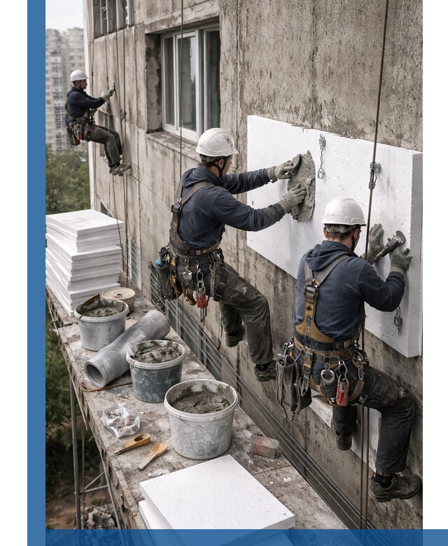 Утепление фасада пенополистиролом в Тюмени под ключ