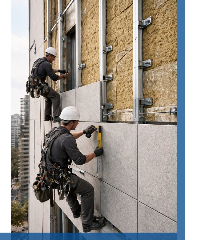 Монтаж вентилируемого фасада в Тюмени от 3572 р. | ВЫСОТНИК-Тюм