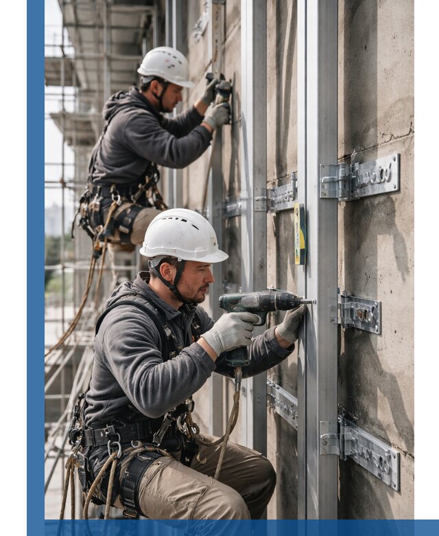 Монтаж и крепление подсистемы вентфасада в Тюмени