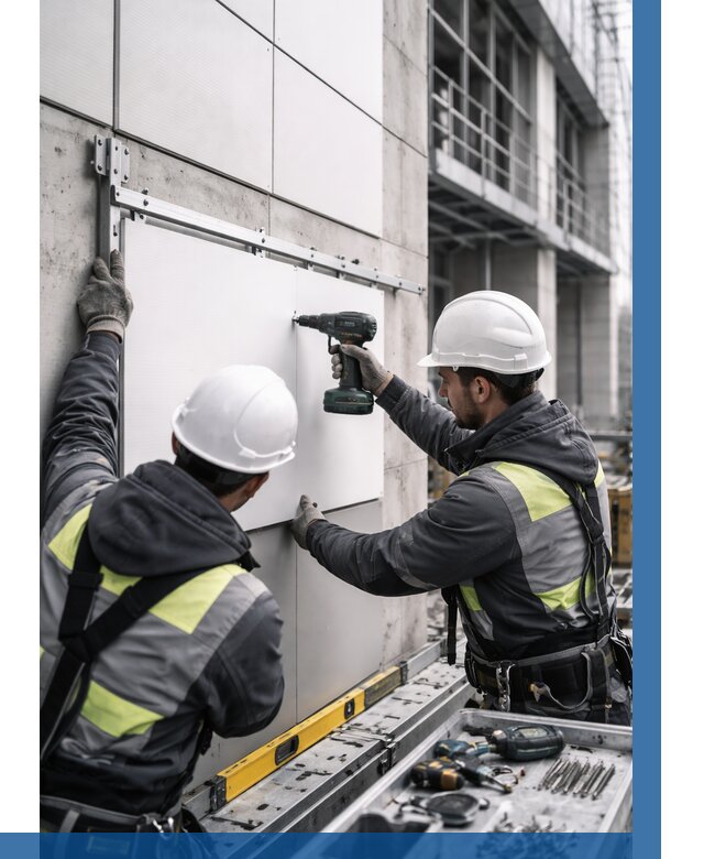 Монтаж композитных панелей фасада в Тюмени от 2552 р. | ВЫСОТНИК-Тюм