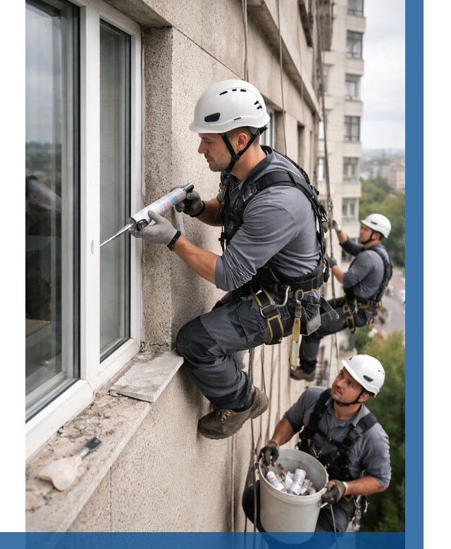 Герметизация оконных швов снаружи в Тюмени от 1531 р. | ВЫСОТНИК-Тюм