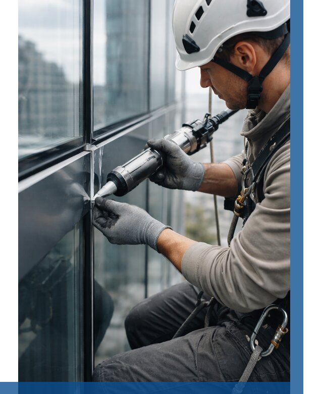 Герметизация стыков витража в Тюмени от 1225 р. | ВЫСОТНИК-Тюм