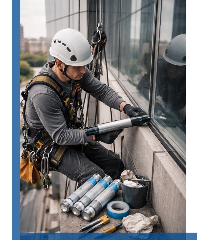 Герметизация стыков витража в Тюмени для герметичных фасадов
