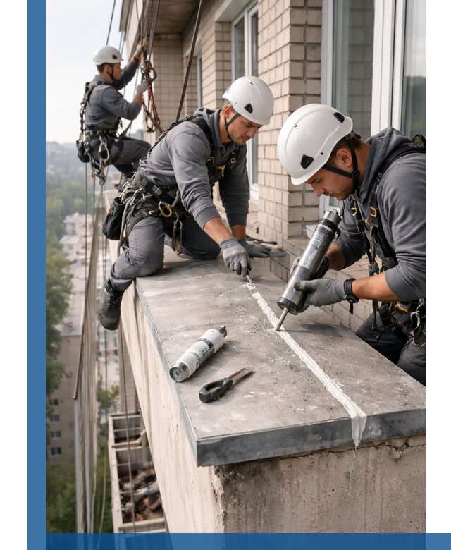 Герметизация балконного козырька в Тюмени профессионально