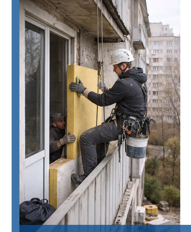 Профессиональное утепление балкона снаружи в Тюмени под ключ