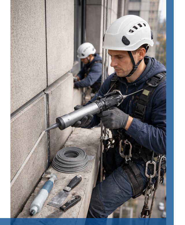 Герметизация деформационных швов фасада в Тюмени от 714 | ВЫСОТНИК-Тюм