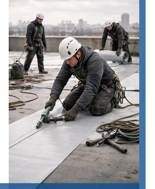 Ремонт мембранной кровли в Тюмени от 1837 р./м2 | ВЫСОТНИК-Тюм