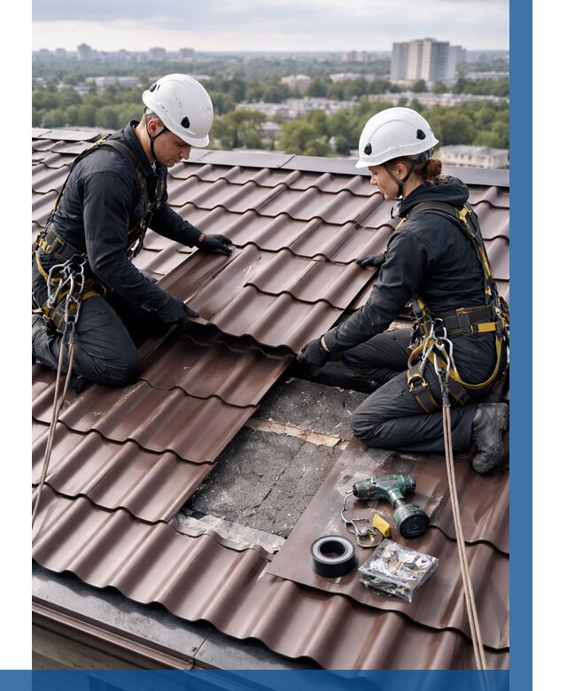 Ремонт металлочерепицы на крыше в Тюмени от 919 р. | ВЫСОТНИК-Тюм