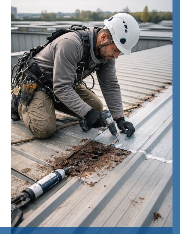 Ремонт профнастила на кровле в Тюмени от 714 р. | ВЫСОТНИК-Тюм