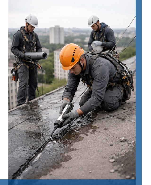 Устранение протечек кровли в Тюмени от 12248 р. | ВЫСОТНИК-Тюм