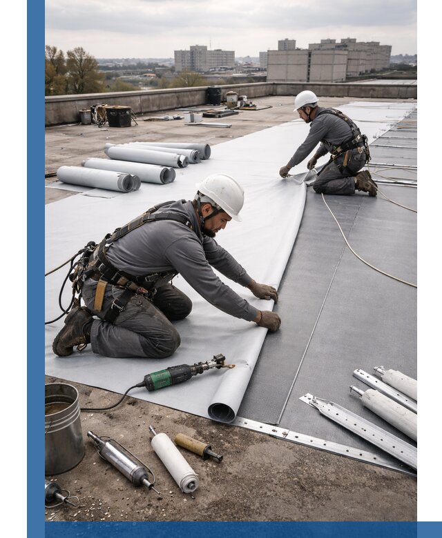 Монтаж мембранной кровли в Тюмени для промышленных зданий