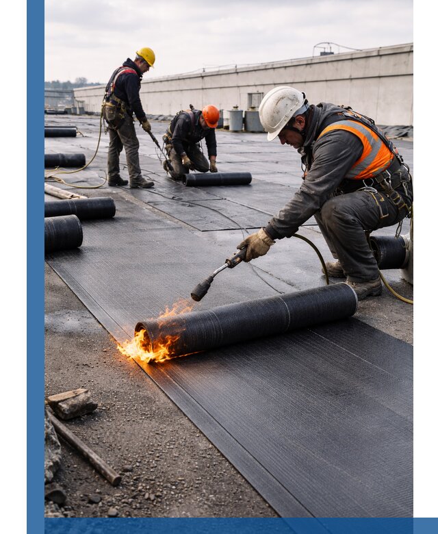 Монтаж наплавляемой кровли в Тюмени профессионально