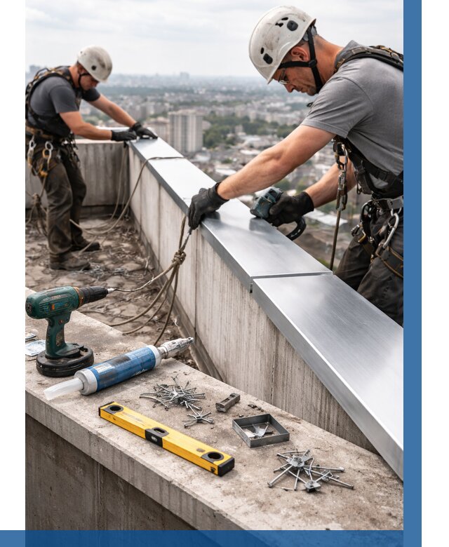 Монтаж парапетных крышек в Тюмени от 817 р. | ВЫСОТНИК-Тюм