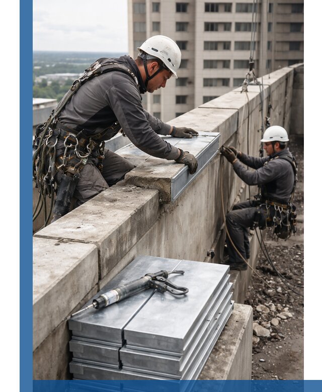 Замена парапетных крышек и установка новых в Тюмени