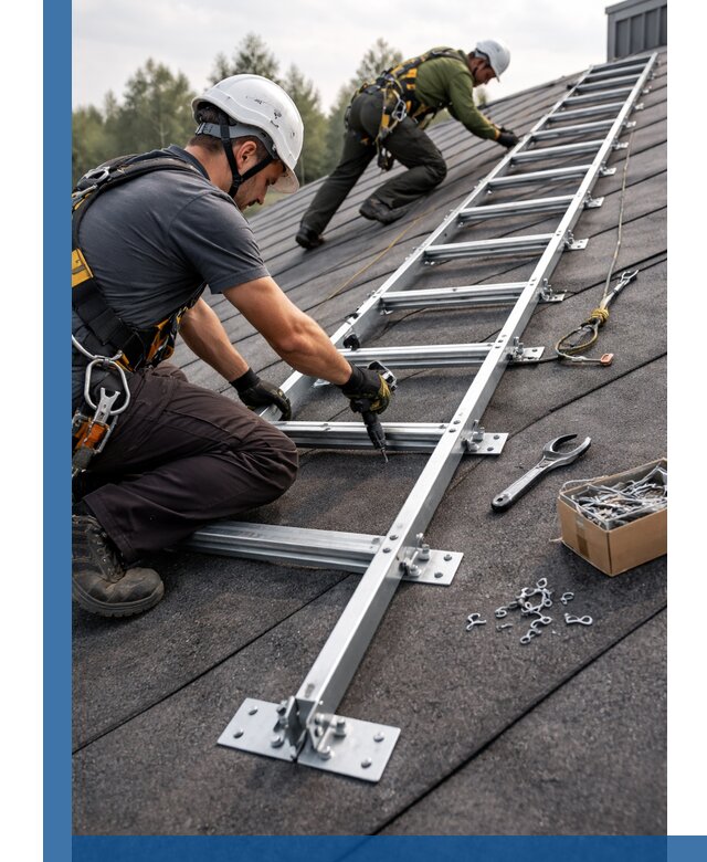 Профессиональный монтаж кровельной лестницы в Тюмени под ключ