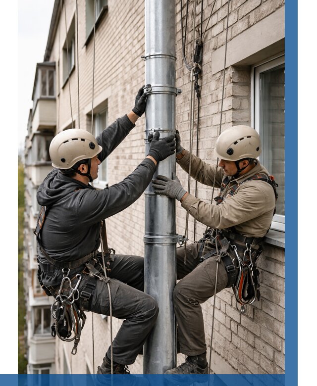 Замена водосточных труб в Тюмени от 6635 р. | ВЫСОТНИК-Тюм