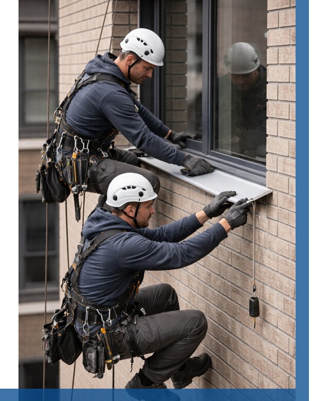 Монтаж оконных отливов под ключ в Тюмени от 3572 р. | ВЫСОТНИК-Тюм