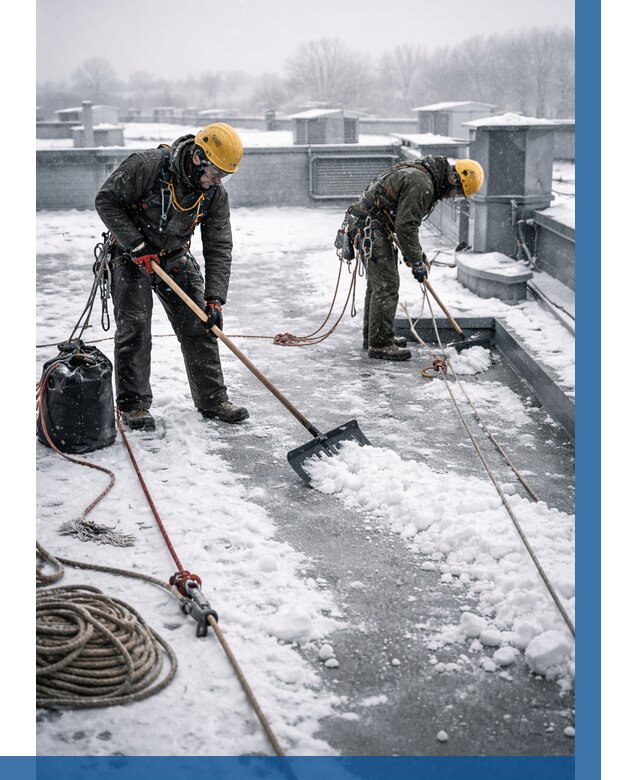 Очистка крыши от снега в Тюмени от 7655 р. | ВЫСОТНИК-Тюм