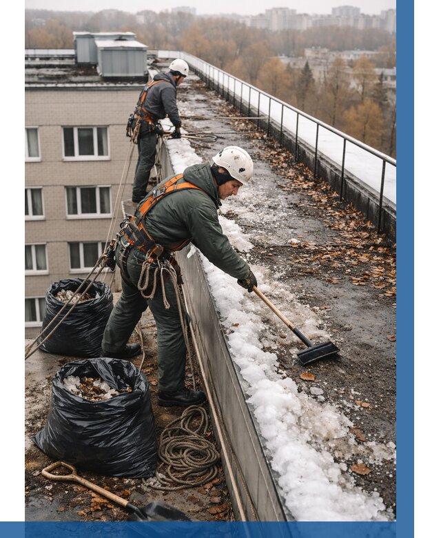 Очистка кровли по периметру в Тюмени от 561 р. | ВЫСОТНИК-Тюм