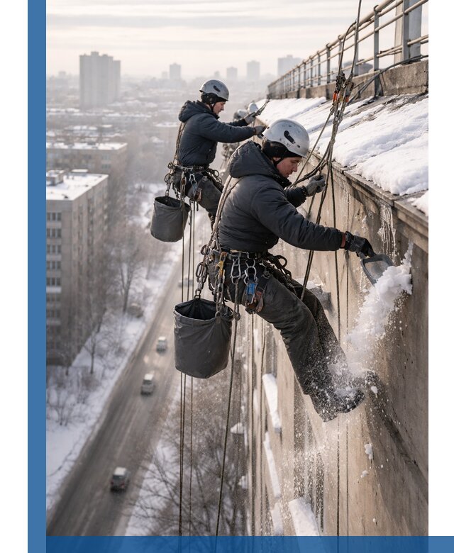 Очистка карнизов от снега в Тюмени профессионально и безопасно