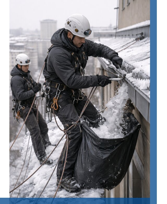 Аварийная очистка крыши в Тюмени под ключ от 306 р. | ВЫСОТНИК-Тюм