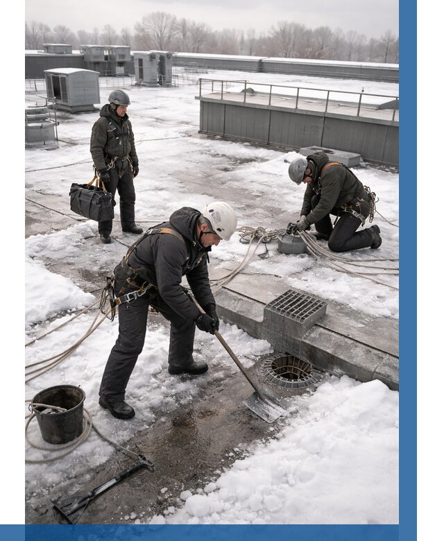 Абонентское обслуживание кровли зимой в Тюмени от 8166 р. | ВЫСОТНИК-Тюм