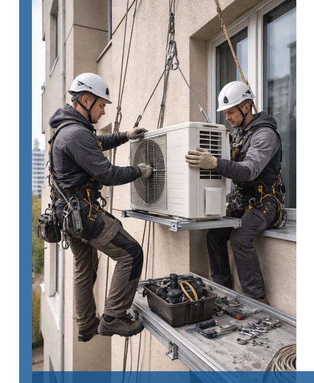 Перенос внешнего блока кондиционера в Тюмени с монтажом и крепежом