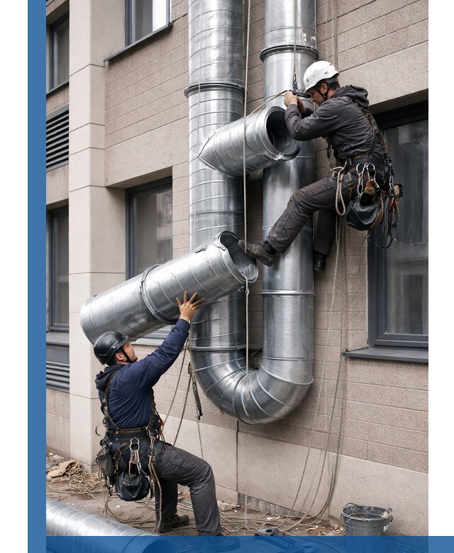 Монтаж фасадных воздуховодов в Тюмени с герметизацией и крепежом